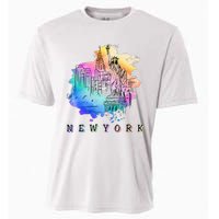 Nyc New York City Skylines Statue Of Liberty Cooling Performance Crew T-Shirt