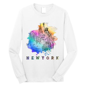 Nyc New York City Skylines Statue Of Liberty Long Sleeve Shirt