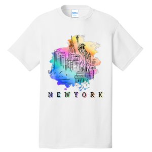 Nyc New York City Skylines Statue Of Liberty Tall T-Shirt