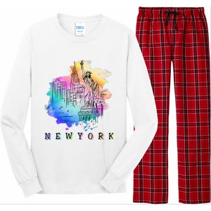 Nyc New York City Skylines Statue Of Liberty Long Sleeve Pajama Set