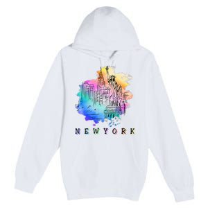 Nyc New York City Skylines Statue Of Liberty Premium Pullover Hoodie