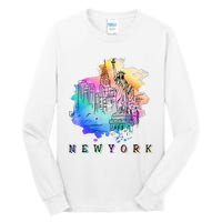 Nyc New York City Skylines Statue Of Liberty Tall Long Sleeve T-Shirt