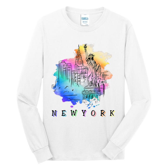 Nyc New York City Skylines Statue Of Liberty Tall Long Sleeve T-Shirt