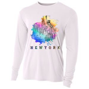 Nyc New York City Skylines Statue Of Liberty Cooling Performance Long Sleeve Crew