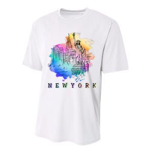 Nyc New York City Skylines Statue Of Liberty Performance Sprint T-Shirt