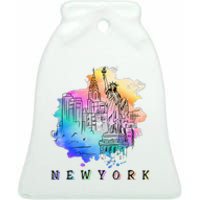 Nyc New York City Skylines Statue Of Liberty Ceramic Bell Ornament