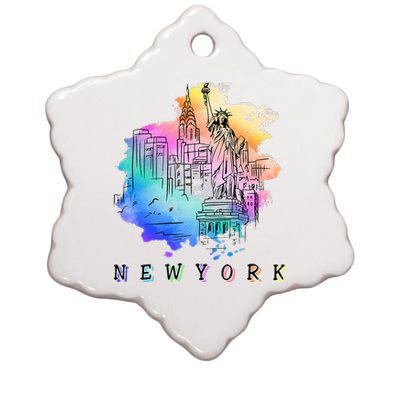 Nyc New York City Skylines Statue Of Liberty Ceramic Star Ornament