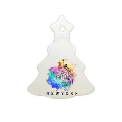 Nyc New York City Skylines Statue Of Liberty Ceramic Tree Ornament