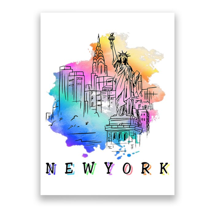 Nyc New York City Skylines Statue Of Liberty Poster