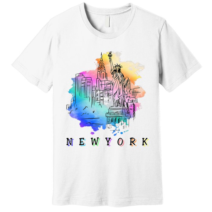 Nyc New York City Skylines Statue Of Liberty Premium T-Shirt