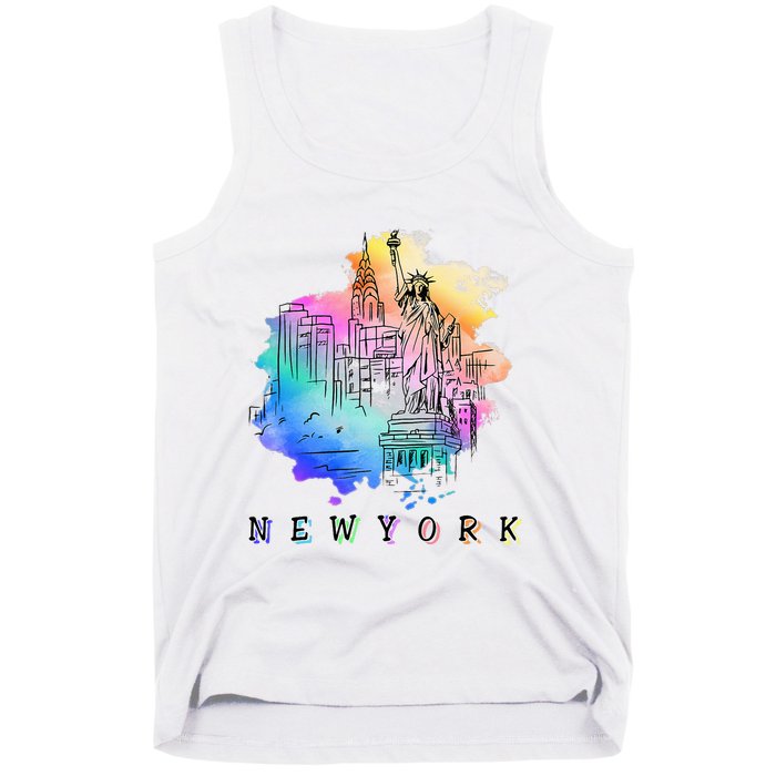 Nyc New York City Skylines Statue Of Liberty Tank Top