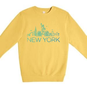 Nyc New York City Skylines Statue Of Liberty Birds Cute Gift Premium Crewneck Sweatshirt