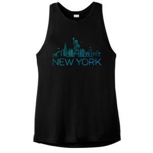 Nyc New York City Skylines Statue Of Liberty Birds Cute Gift Ladies PosiCharge Tri-Blend Wicking Tank