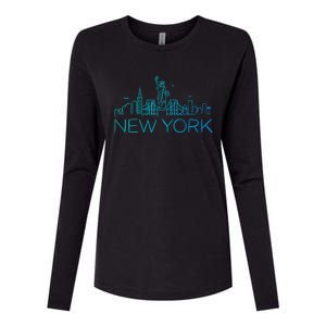 Nyc New York City Skylines Statue Of Liberty Birds Cute Gift Womens Cotton Relaxed Long Sleeve T-Shirt