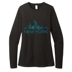 Nyc New York City Skylines Statue Of Liberty Birds Cute Gift Womens CVC Long Sleeve Shirt