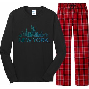 Nyc New York City Skylines Statue Of Liberty Birds Cute Gift Long Sleeve Pajama Set