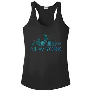 Nyc New York City Skylines Statue Of Liberty Birds Cute Gift Ladies PosiCharge Competitor Racerback Tank