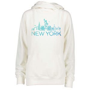 Nyc New York City Skylines Statue Of Liberty Birds Cute Gift Womens Funnel Neck Pullover Hood