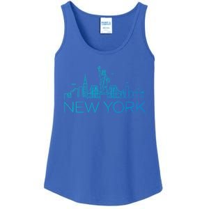 Nyc New York City Skylines Statue Of Liberty Birds Cute Gift Ladies Essential Tank