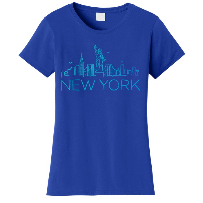 Nyc New York City Skylines Statue Of Liberty Birds Cute Gift Women's T-Shirt