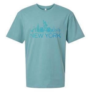 Nyc New York City Skylines Statue Of Liberty Birds Cute Gift Sueded Cloud Jersey T-Shirt