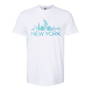 Nyc New York City Skylines Statue Of Liberty Birds Cute Gift Softstyle CVC T-Shirt