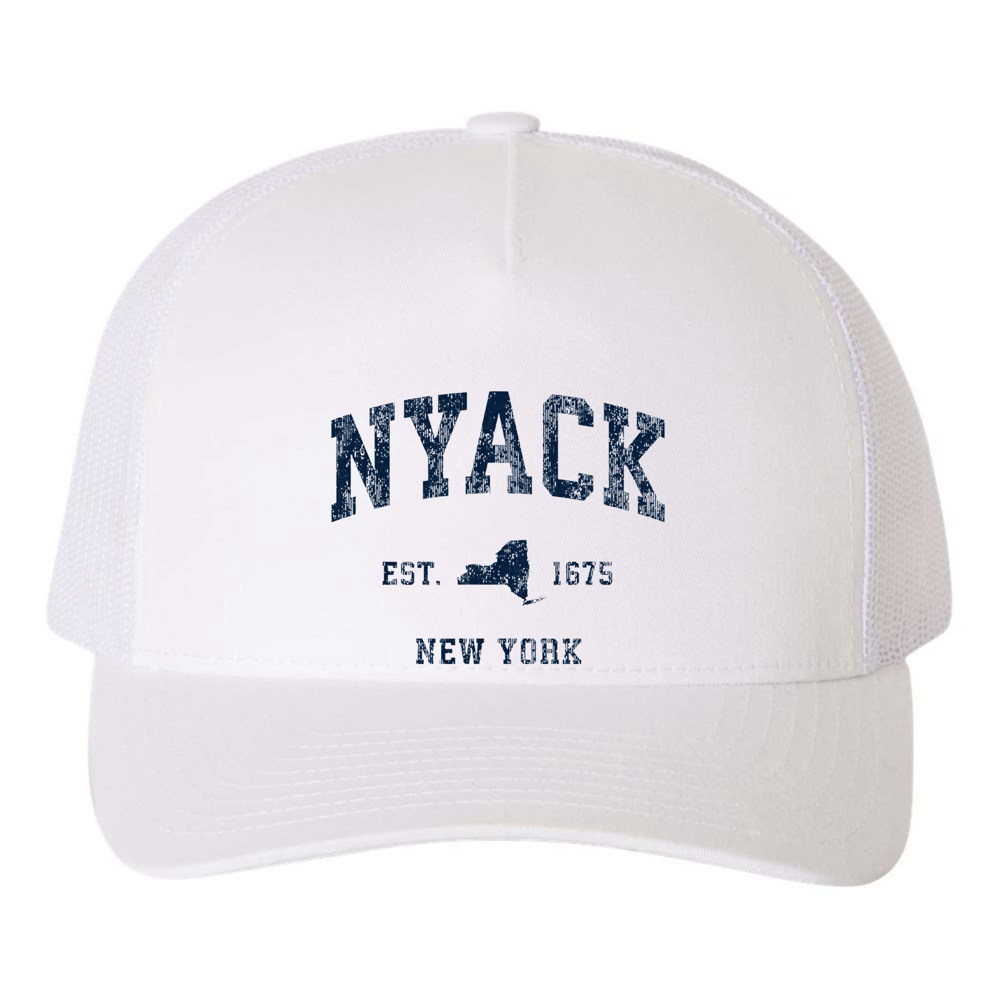 Nyack New York Ny Vintage Athletic Sports Design Yupoong Adult 5-Panel Trucker Hat
