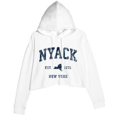 Nyack New York Ny Vintage Athletic Sports Design Crop Fleece Hoodie