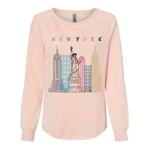 NYC New York City Manhattan skylines statue of liberty Womens California Wash Sweatshirt