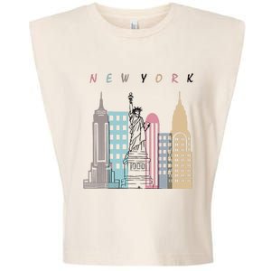 NYC New York City Manhattan skylines statue of liberty Garment-Dyed Women's Muscle Tee