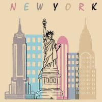 NYC New York City Manhattan skylines statue of liberty Drawstring Bag