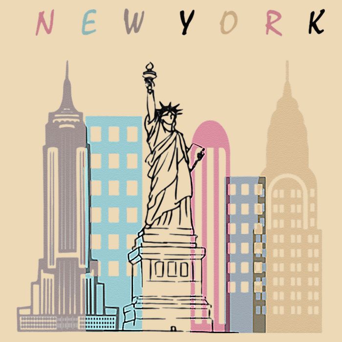 NYC New York City Manhattan skylines statue of liberty Drawstring Bag