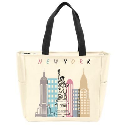 NYC New York City Manhattan skylines statue of liberty Zip Tote Bag