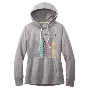 NYC New York City Manhattan skylines statue of liberty Women's Fleece Hoodie