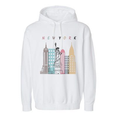 NYC New York City Manhattan skylines statue of liberty Garment-Dyed Fleece Hoodie