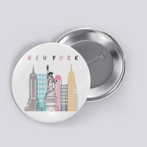 NYC New York City Manhattan skylines statue of liberty Button