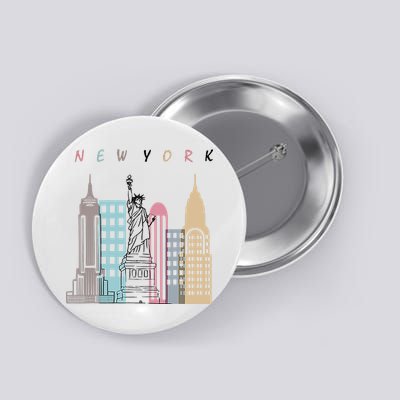 NYC New York City Manhattan skylines statue of liberty Button