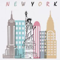 NYC New York City Manhattan skylines statue of liberty Button