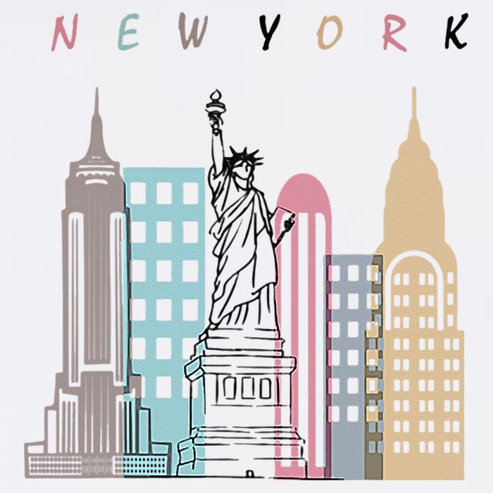 NYC New York City Manhattan skylines statue of liberty Button