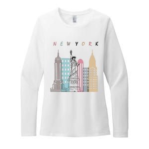 NYC New York City Manhattan skylines statue of liberty Womens CVC Long Sleeve Shirt