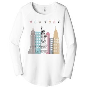 NYC New York City Manhattan skylines statue of liberty Women's Perfect Tri Tunic Long Sleeve Shirt