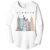 NYC New York City Manhattan skylines statue of liberty Women's Perfect Tri Tunic Long Sleeve Shirt