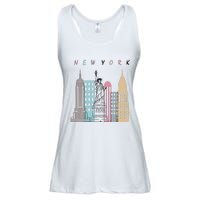 NYC New York City Manhattan skylines statue of liberty Ladies Essential Flowy Tank