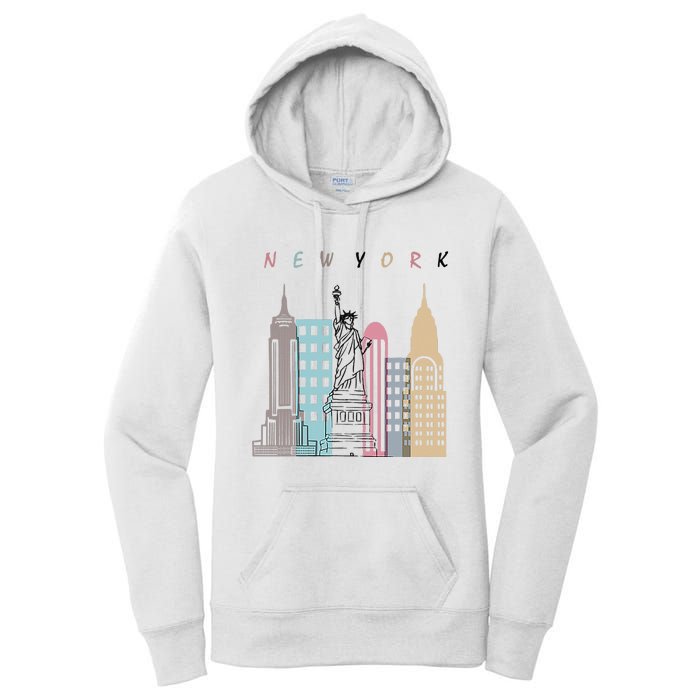 NYC New York City Manhattan skylines statue of liberty Women's Pullover Hoodie