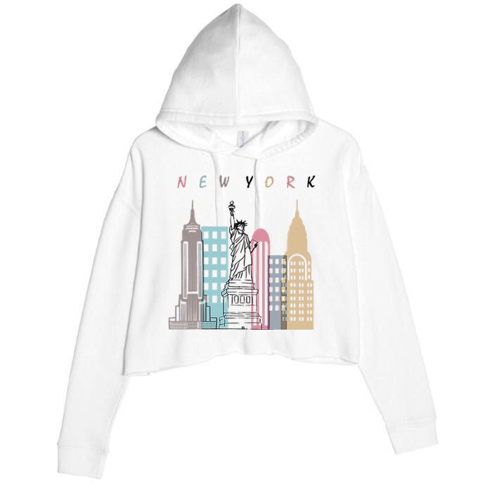 NYC New York City Manhattan skylines statue of liberty Crop Fleece Hoodie