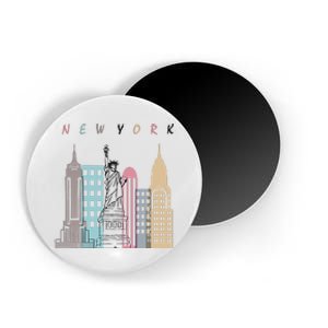 NYC New York City Manhattan skylines statue of liberty Magnet