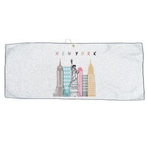 NYC New York City Manhattan skylines statue of liberty Large Microfiber Waffle Golf Towel