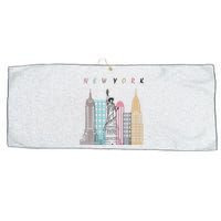 NYC New York City Manhattan skylines statue of liberty Large Microfiber Waffle Golf Towel