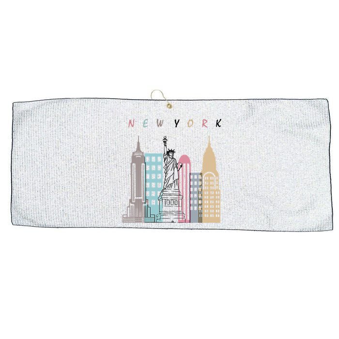 NYC New York City Manhattan skylines statue of liberty Large Microfiber Waffle Golf Towel