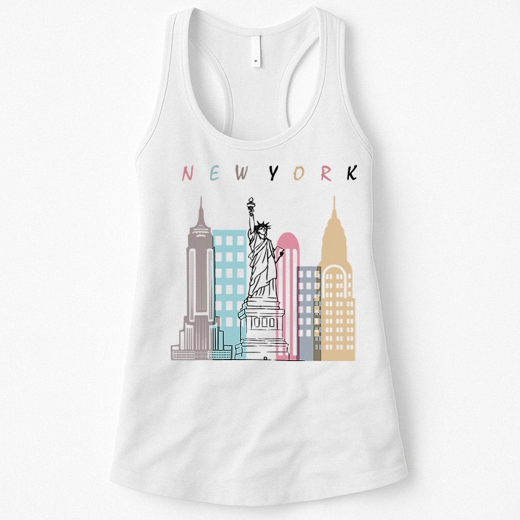 NYC New York City Manhattan skylines statue of liberty Womens Tank Top